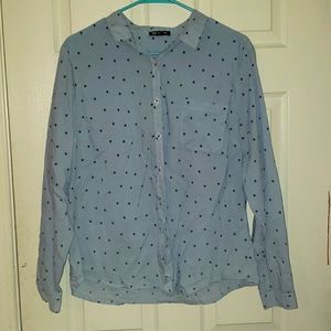 Tex Blue Pinstripe Star Long Sleeve Button Up